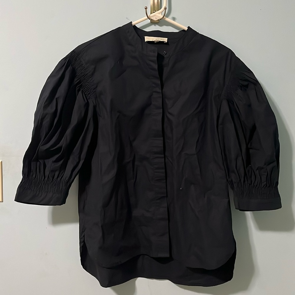 Boho PINCH Navy Blue Peasant Top Size L See Photos